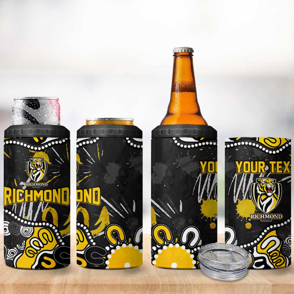 Personalized Richmond Tigers 4 in 1 Can Cooler Tumbler Aboriginal Dot Painting Graffiti Style