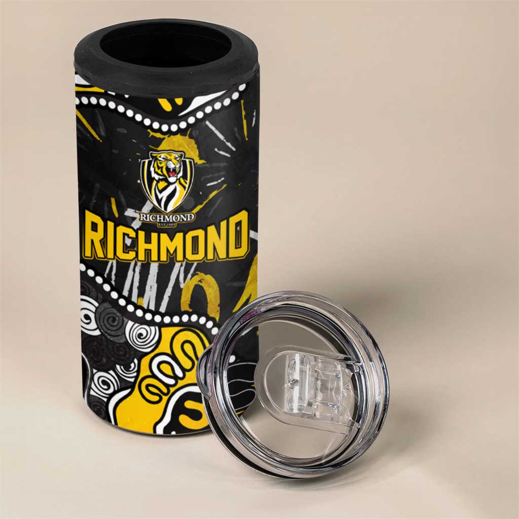 Personalized Richmond Tigers 4 in 1 Can Cooler Tumbler Aboriginal Dot Painting Graffiti Style