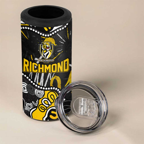 Personalized Richmond Tigers 4 in 1 Can Cooler Tumbler Aboriginal Dot Painting Graffiti Style