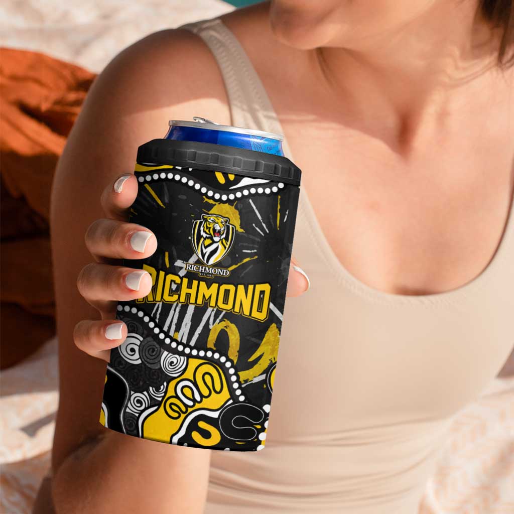 Personalized Richmond Tigers 4 in 1 Can Cooler Tumbler Aboriginal Dot Painting Graffiti Style