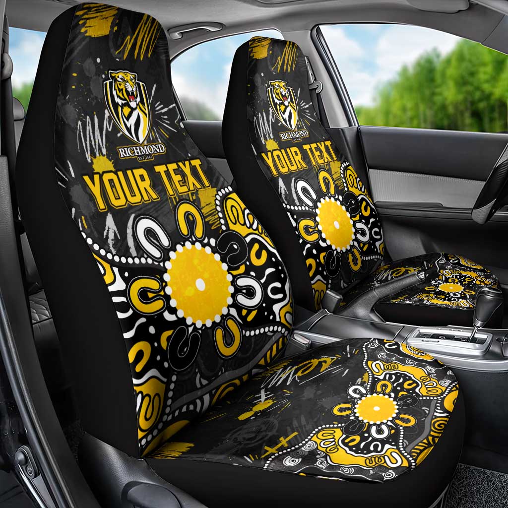 Personalized Richmond Tigers Car Seat Cover Aboriginal Dot Painting Graffiti Style