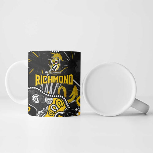 Personalized Richmond Tigers Ceramic Mug Aboriginal Dot Painting Graffiti Style