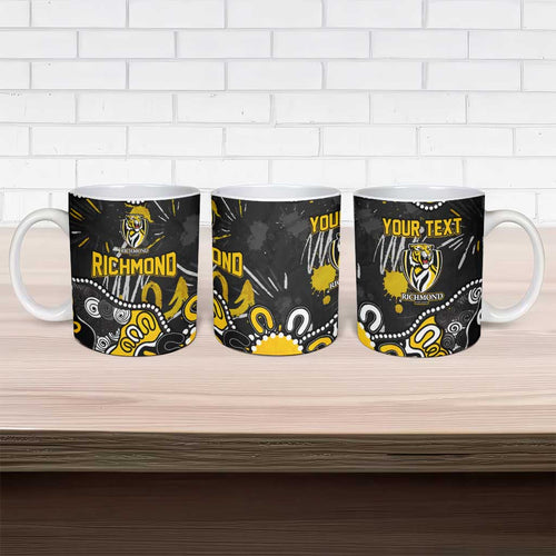 Personalized Richmond Tigers Ceramic Mug Aboriginal Dot Painting Graffiti Style