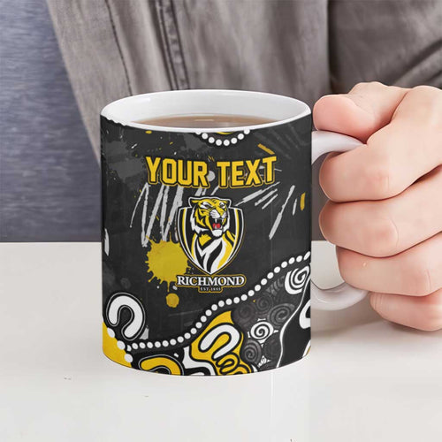Personalized Richmond Tigers Ceramic Mug Aboriginal Dot Painting Graffiti Style