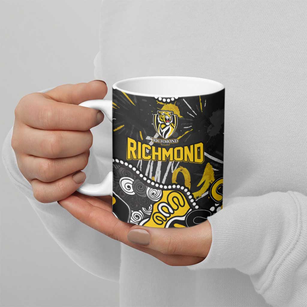 Personalized Richmond Tigers Ceramic Mug Aboriginal Dot Painting Graffiti Style