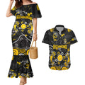 Personalized Richmond Tigers Couples Matching Mermaid Dress and Hawaiian Shirt Aboriginal Dot Painting Graffiti Style
