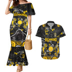 Personalized Richmond Tigers Couples Matching Mermaid Dress and Hawaiian Shirt Aboriginal Dot Painting Graffiti Style
