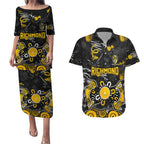 Personalized Richmond Tigers Couples Matching Puletasi and Hawaiian Shirt Aboriginal Dot Painting Graffiti Style