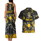 Personalized Richmond Tigers Couples Matching Tank Maxi Dress and Hawaiian Shirt Aboriginal Dot Painting Graffiti Style