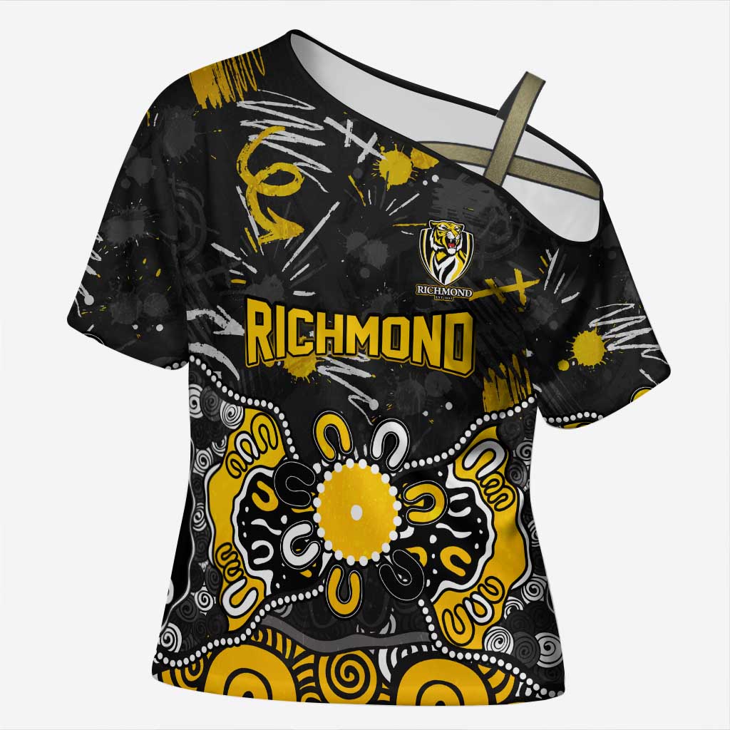 Personalized Richmond Tigers Cross Shoulder Shirt Aboriginal Dot Painting Graffiti Style