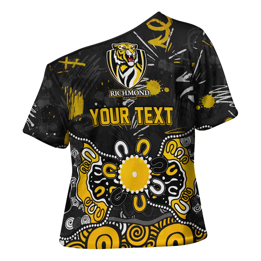 Personalized Richmond Tigers Cross Shoulder Shirt Aboriginal Dot Painting Graffiti Style