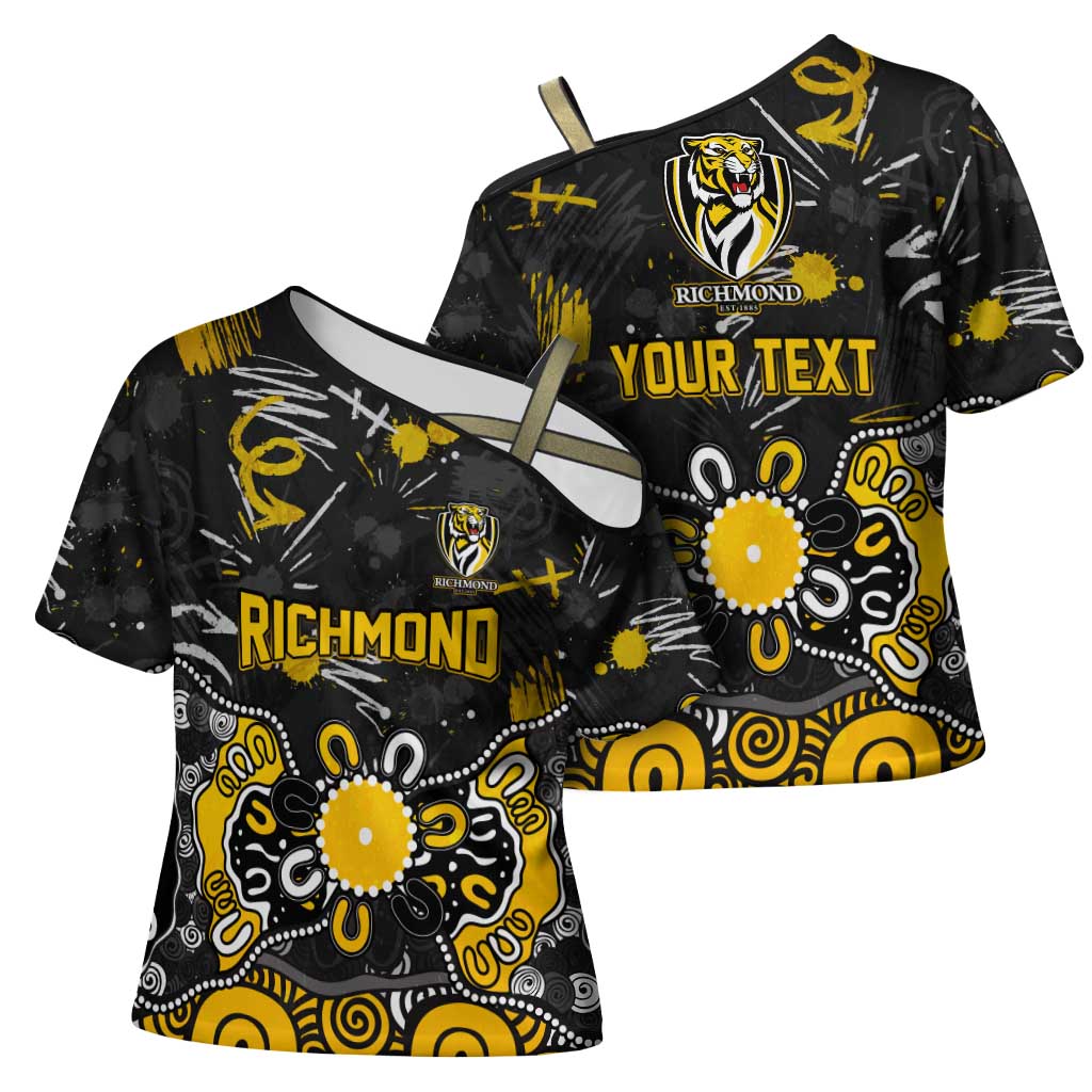 Personalized Richmond Tigers Cross Shoulder Shirt Aboriginal Dot Painting Graffiti Style
