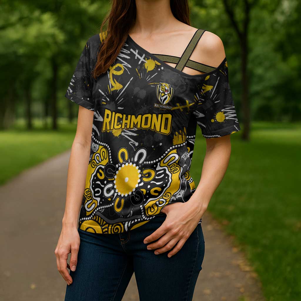 Personalized Richmond Tigers Cross Shoulder Shirt Aboriginal Dot Painting Graffiti Style