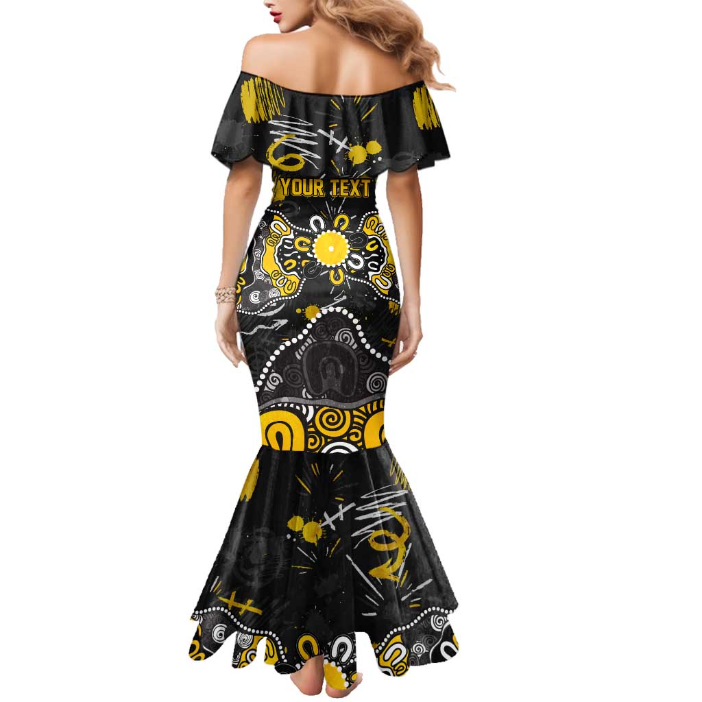 Personalized Richmond Tigers Family Matching Mermaid Dress and Hawaiian Shirt Aboriginal Dot Painting Graffiti Style