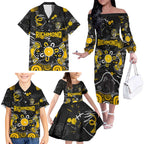 Personalized Richmond Tigers Family Matching Off The Shoulder Long Sleeve Dress and Hawaiian Shirt Aboriginal Dot Painting Graffiti Style