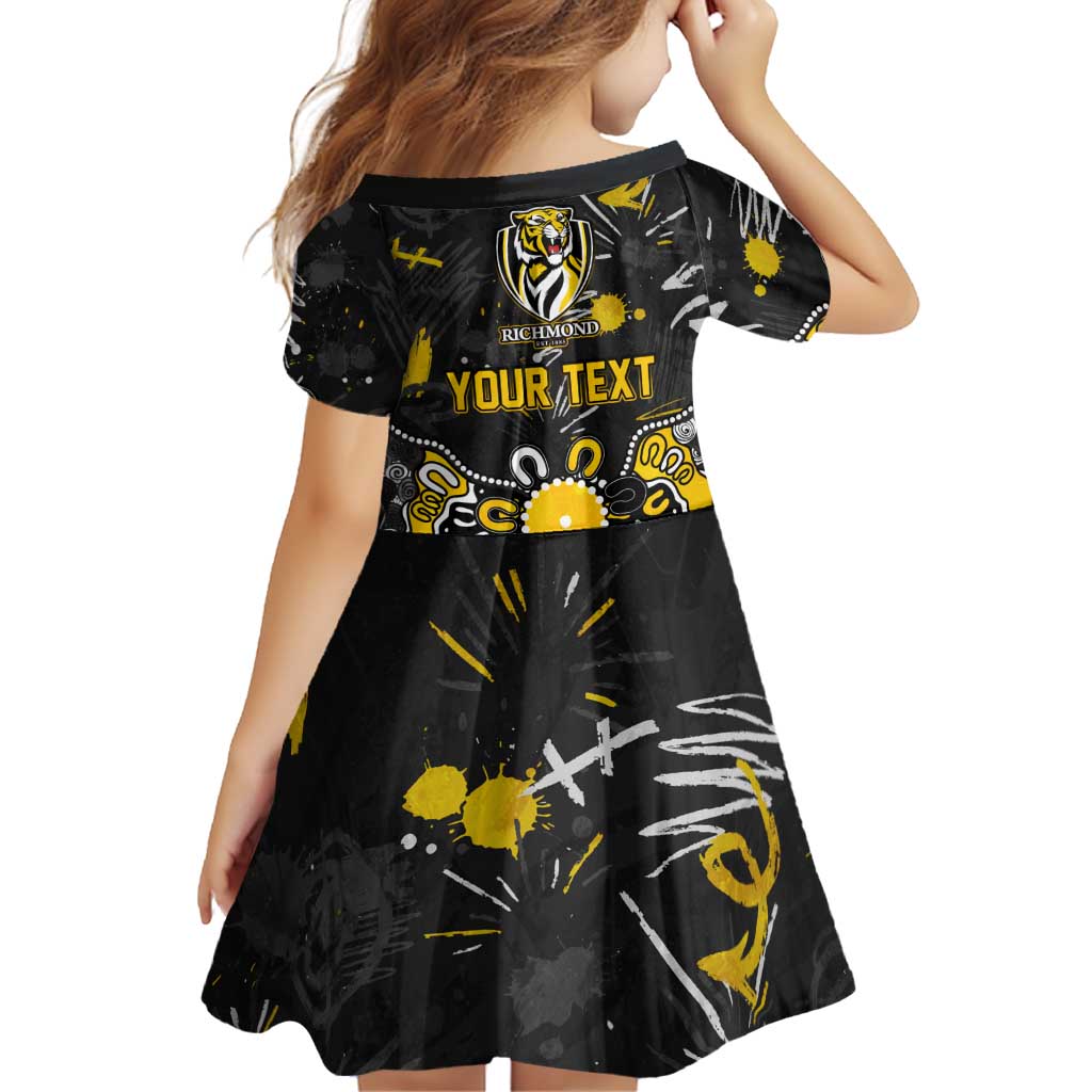 Personalized Richmond Tigers Family Matching Off Shoulder Maxi Dress and Hawaiian Shirt Aboriginal Dot Painting Graffiti Style