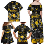 Personalized Richmond Tigers Family Matching Off Shoulder Maxi Dress and Hawaiian Shirt Aboriginal Dot Painting Graffiti Style