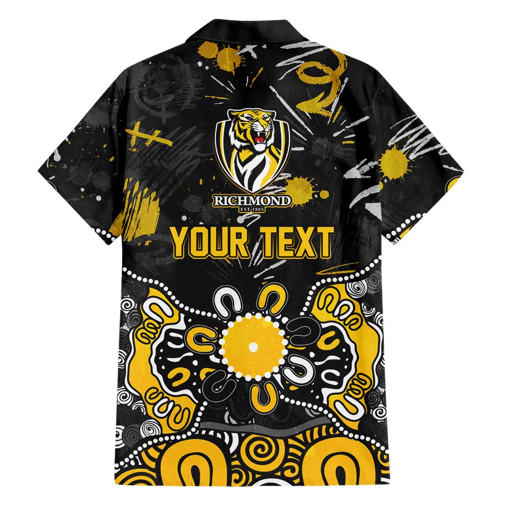 Personalized Richmond Tigers Family Matching Off Shoulder Maxi Dress and Hawaiian Shirt Aboriginal Dot Painting Graffiti Style