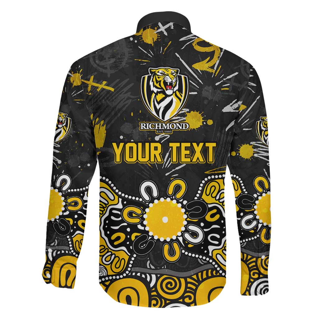 Personalized Richmond Tigers Family Matching Off Shoulder Maxi Dress and Hawaiian Shirt Aboriginal Dot Painting Graffiti Style