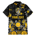 Personalized Richmond Tigers Family Matching Off Shoulder Short Dress and Hawaiian Shirt Aboriginal Dot Painting Graffiti Style