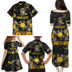 Personalized Richmond Tigers Family Matching Puletasi and Hawaiian Shirt Aboriginal Dot Painting Graffiti Style