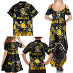 Personalized Richmond Tigers Family Matching Summer Maxi Dress and Hawaiian Shirt Aboriginal Dot Painting Graffiti Style