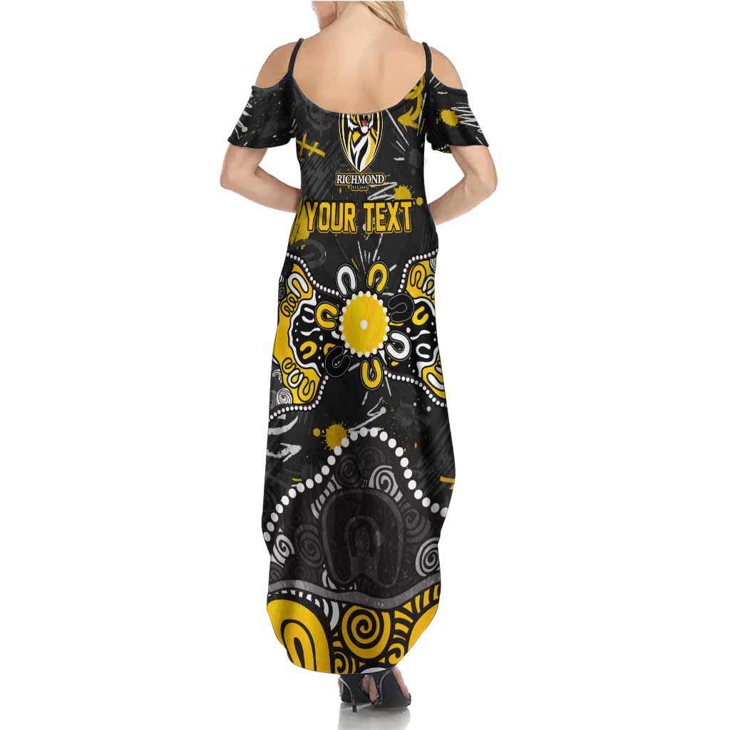 Personalized Richmond Tigers Family Matching Summer Maxi Dress and Hawaiian Shirt Aboriginal Dot Painting Graffiti Style