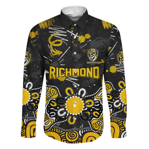 Personalized Richmond Tigers Family Matching Tank Maxi Dress and Hawaiian Shirt Aboriginal Dot Painting Graffiti Style