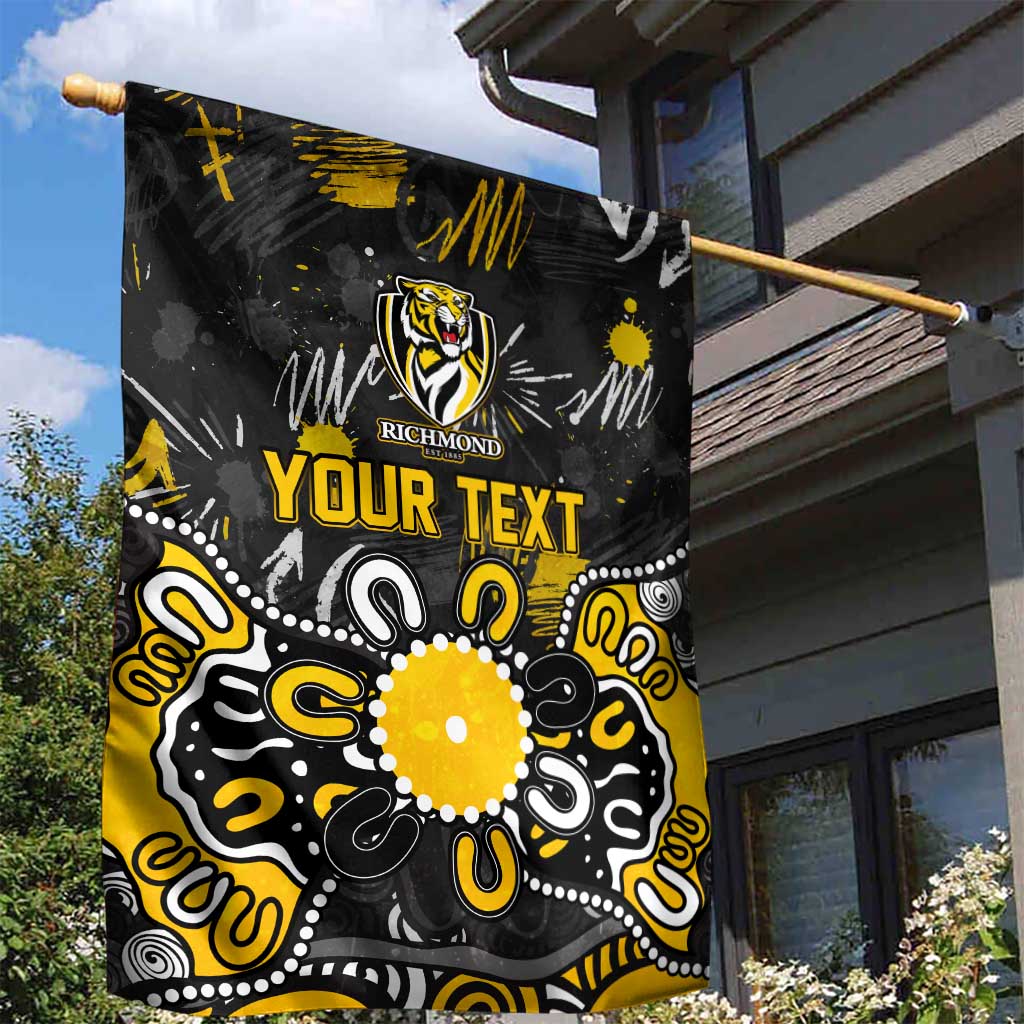 Personalized Richmond Tigers Garden Flag Aboriginal Dot Painting Graffiti Style