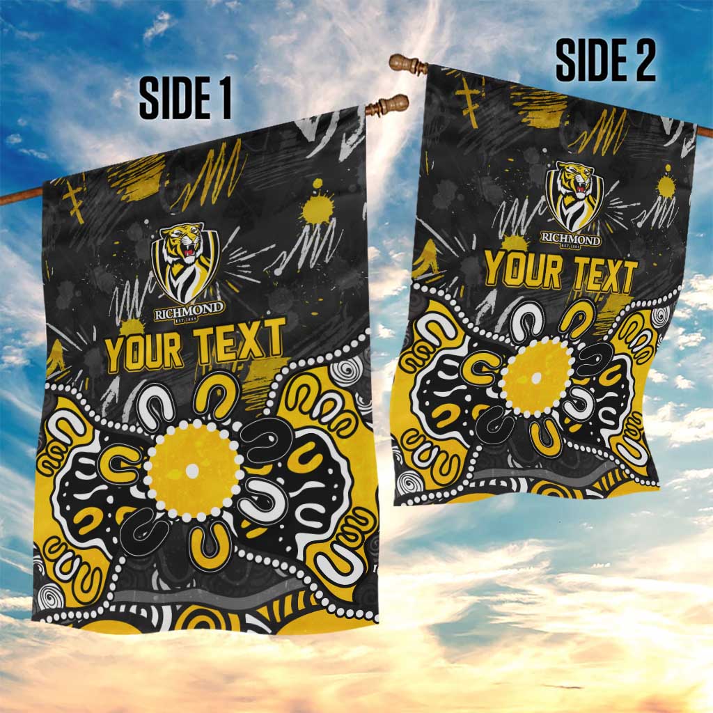 Personalized Richmond Tigers Garden Flag Aboriginal Dot Painting Graffiti Style