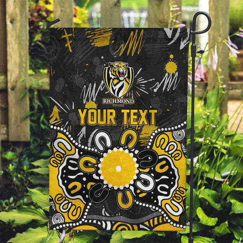 Personalized Richmond Tigers Garden Flag Aboriginal Dot Painting Graffiti Style