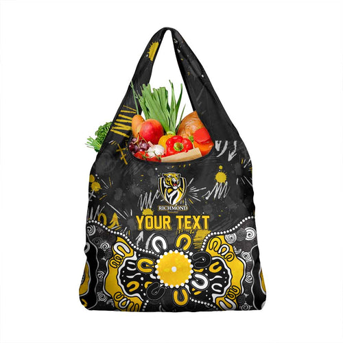 Personalized Richmond Tigers Grocery Bag Aboriginal Dot Painting Graffiti Style