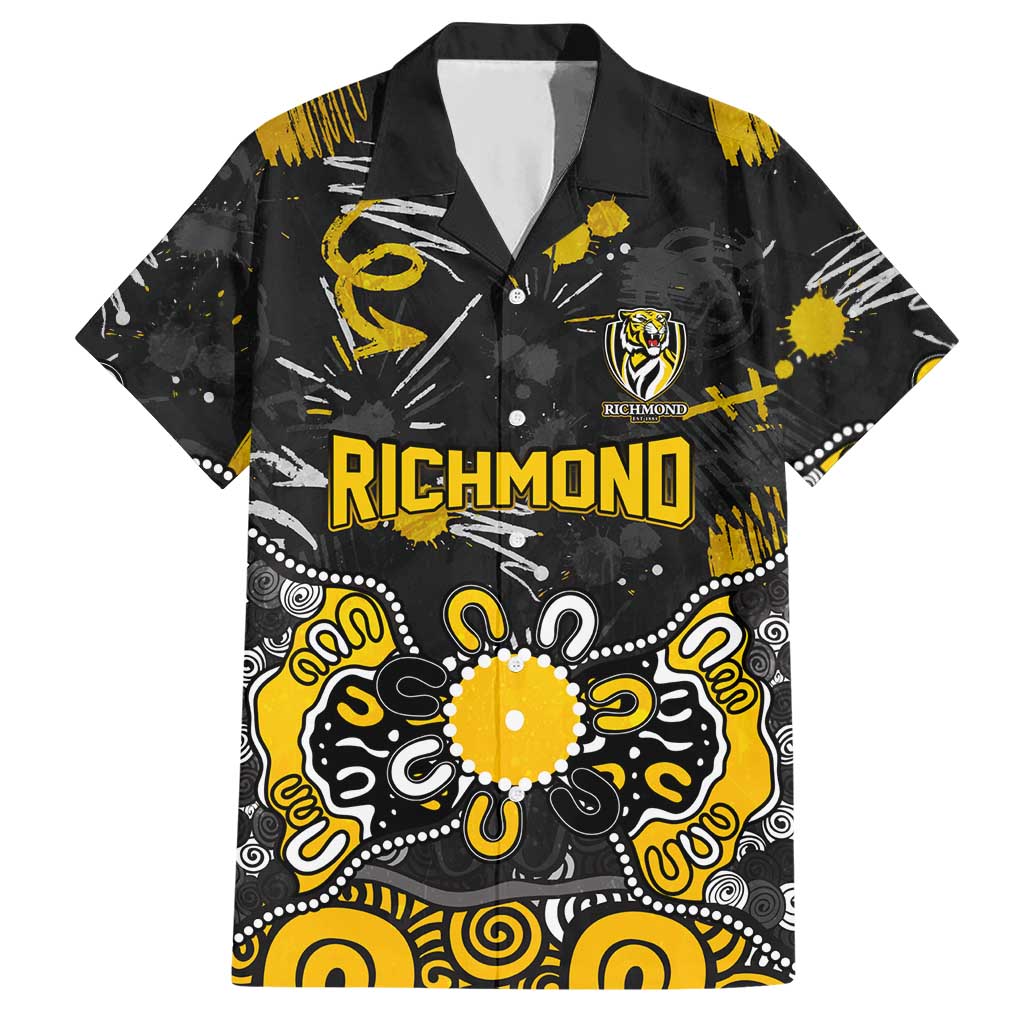 Personalized Richmond Tigers Hawaiian Shirt Aboriginal Dot Painting Graffiti Style