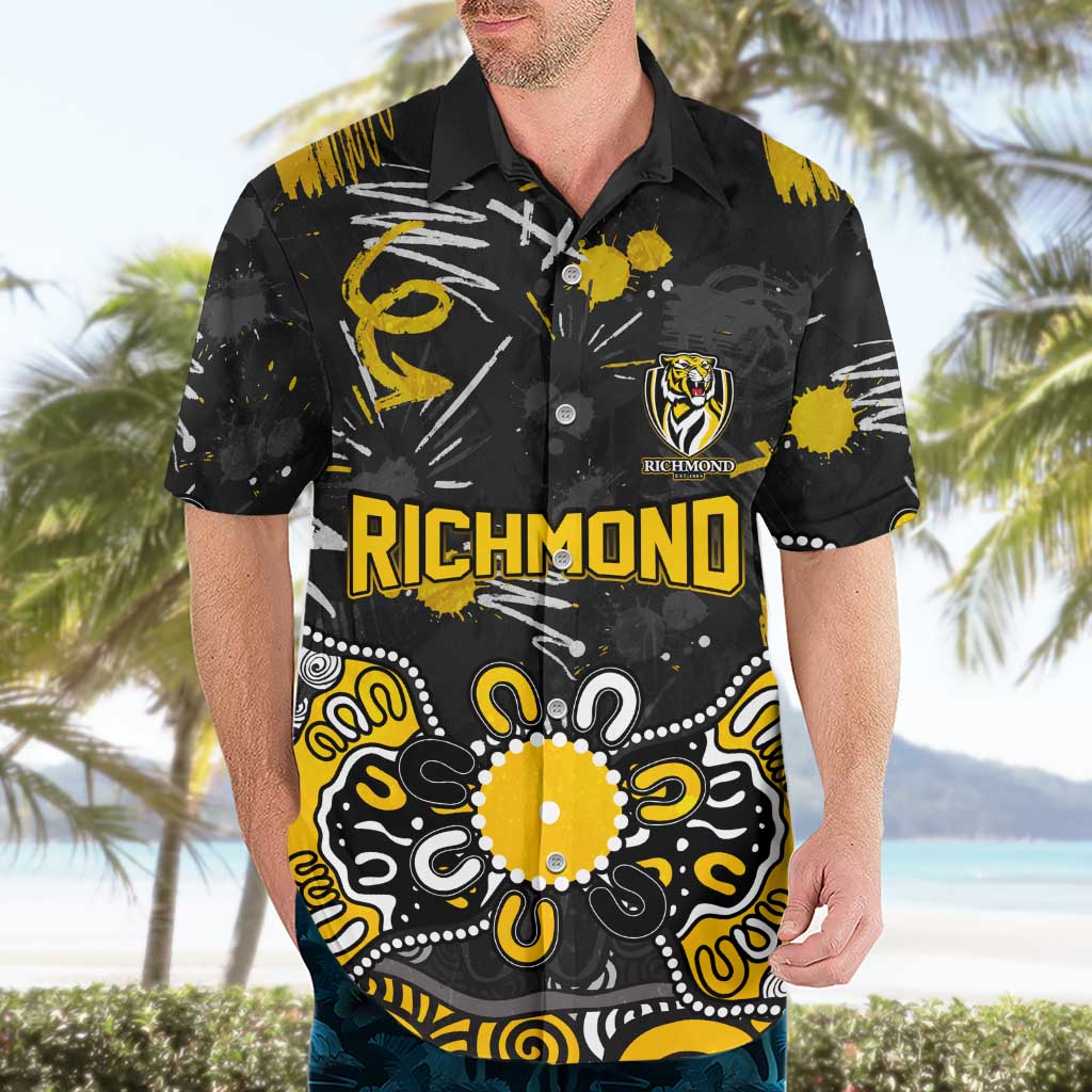 Personalized Richmond Tigers Hawaiian Shirt Aboriginal Dot Painting Graffiti Style