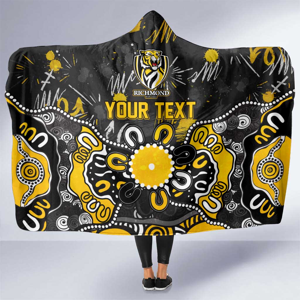 Personalized Richmond Tigers Hooded Blanket Aboriginal Dot Painting Graffiti Style
