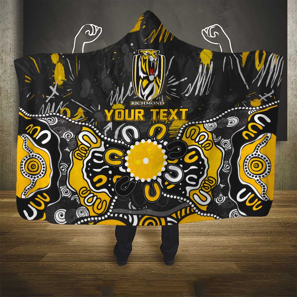 Personalized Richmond Tigers Hooded Blanket Aboriginal Dot Painting Graffiti Style