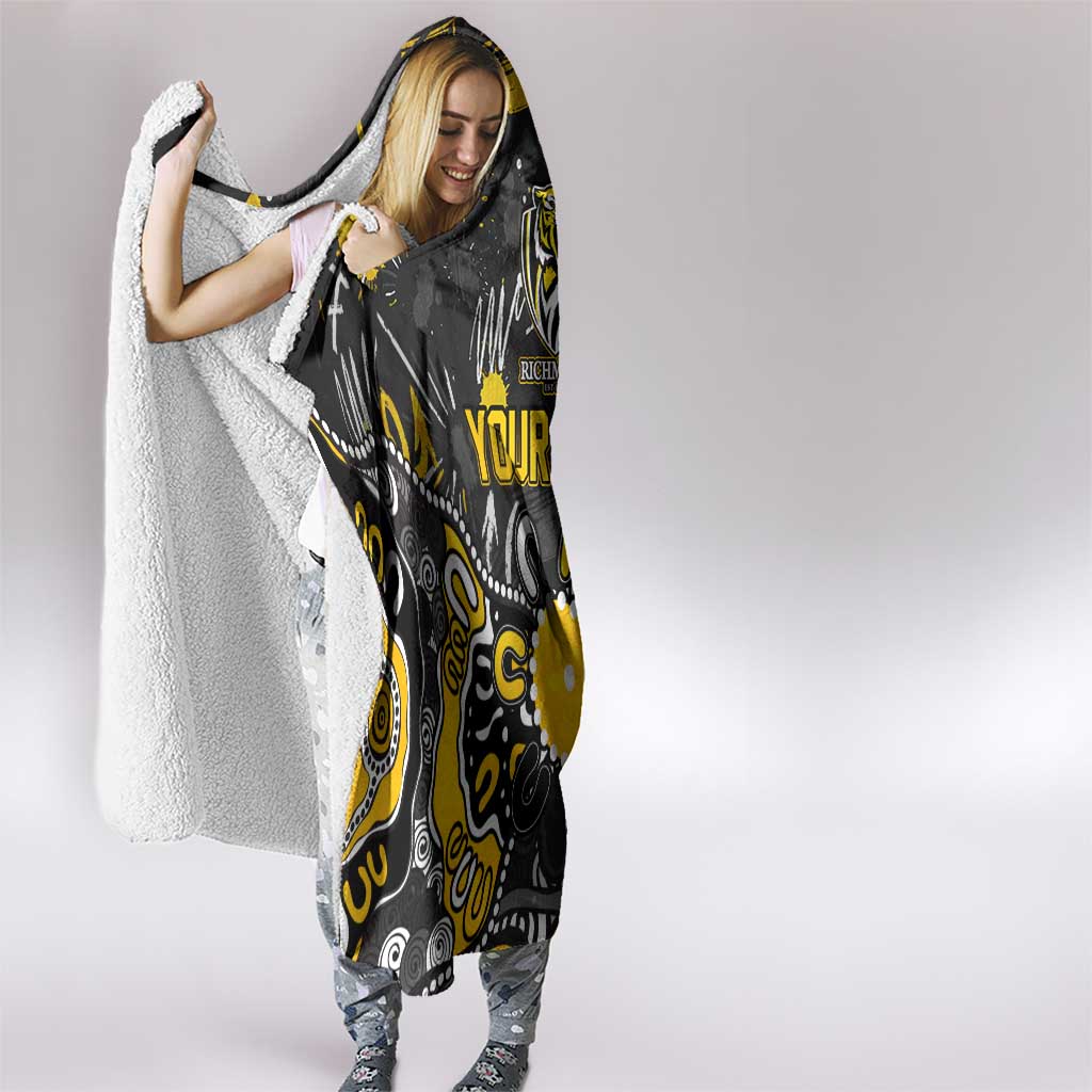 Personalized Richmond Tigers Hooded Blanket Aboriginal Dot Painting Graffiti Style