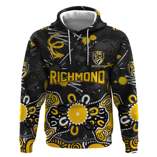 Personalized Richmond Tigers Hoodie Aboriginal Dot Painting Graffiti Style