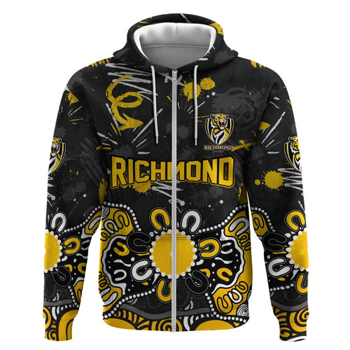 Personalized Richmond Tigers Hoodie Aboriginal Dot Painting Graffiti Style