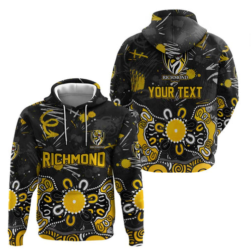 Personalized Richmond Tigers Hoodie Aboriginal Dot Painting Graffiti Style