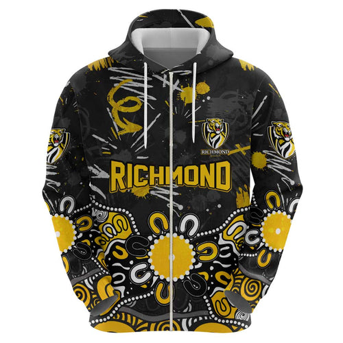 Personalized Richmond Tigers Hoodie Aboriginal Dot Painting Graffiti Style