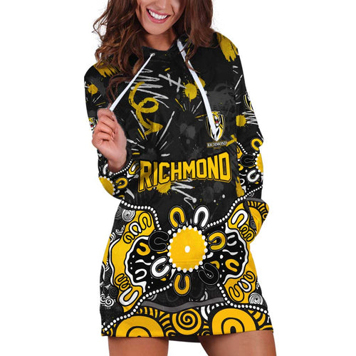 Personalized Richmond Tigers Hoodie Dress Aboriginal Dot Painting Graffiti Style