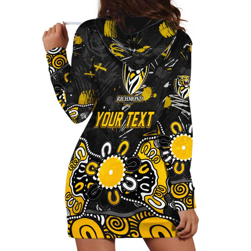 Personalized Richmond Tigers Hoodie Dress Aboriginal Dot Painting Graffiti Style