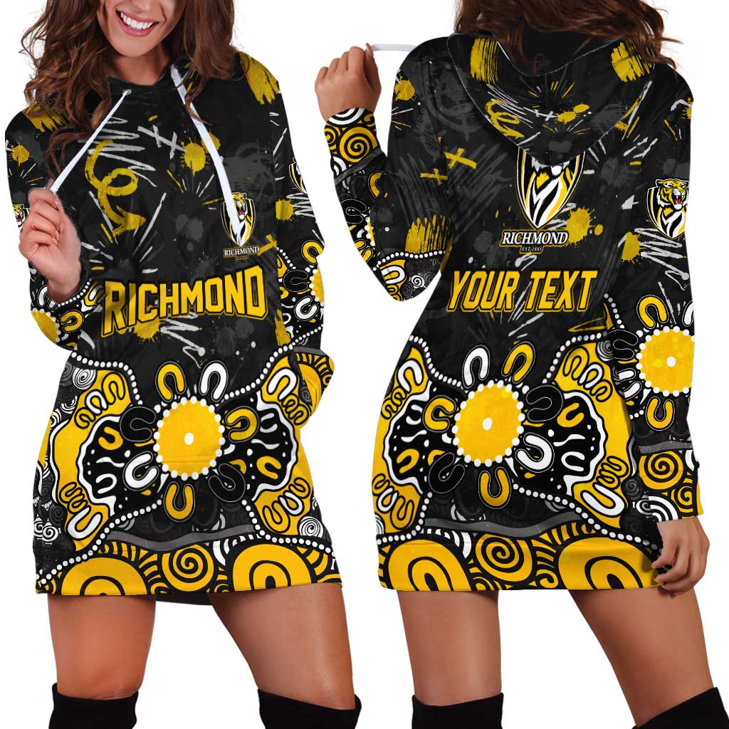 Personalized Richmond Tigers Hoodie Dress Aboriginal Dot Painting Graffiti Style