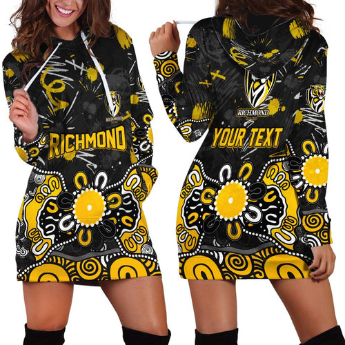 Personalized Richmond Tigers Hoodie Dress Aboriginal Dot Painting Graffiti Style