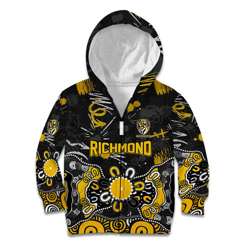 Personalized Richmond Tigers Kid Hoodie Aboriginal Dot Painting Graffiti Style