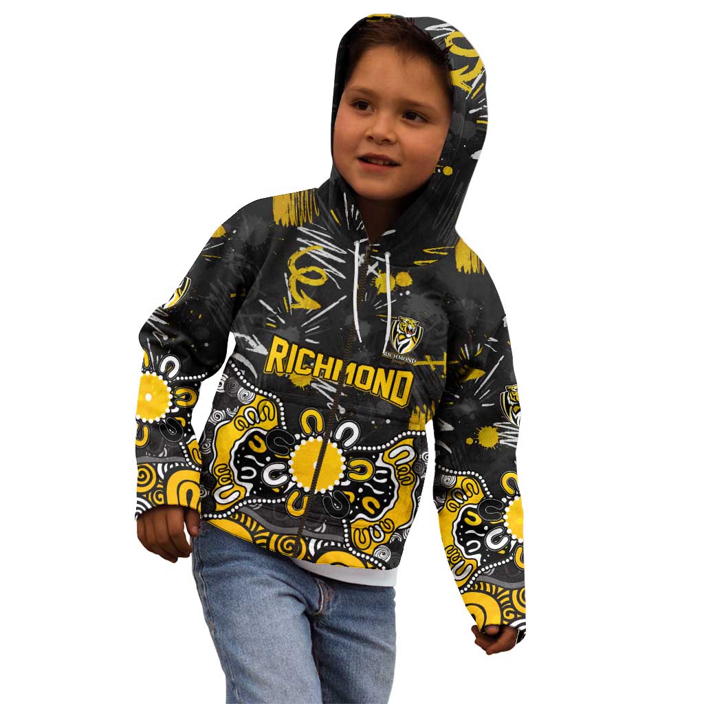 Personalized Richmond Tigers Kid Hoodie Aboriginal Dot Painting Graffiti Style
