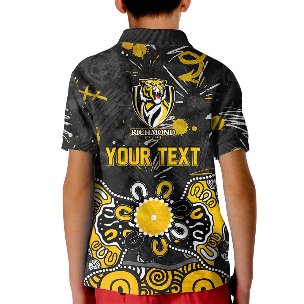 Personalized Richmond Tigers Kid Polo Shirt Aboriginal Dot Painting Graffiti Style
