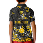 Personalized Richmond Tigers Kid Polo Shirt Aboriginal Dot Painting Graffiti Style