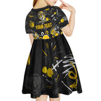 Personalized Richmond Tigers Kid Short Sleeve Dress Aboriginal Dot Painting Graffiti Style
